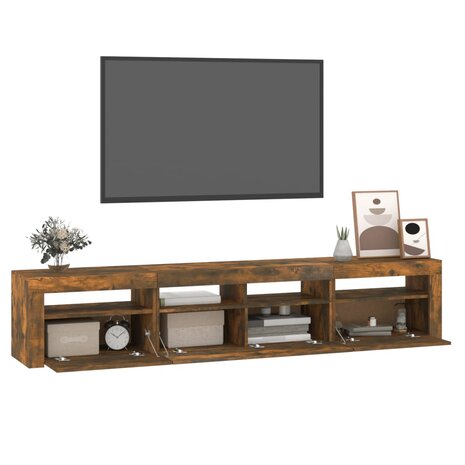 Tv-meubel met LED-verlichting 210x35x40 cm gerookt eikenkleurig 6