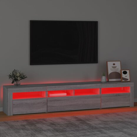 Tv-meubel met LED-verlichting 210x35x40 cm grijs sonoma eiken 5