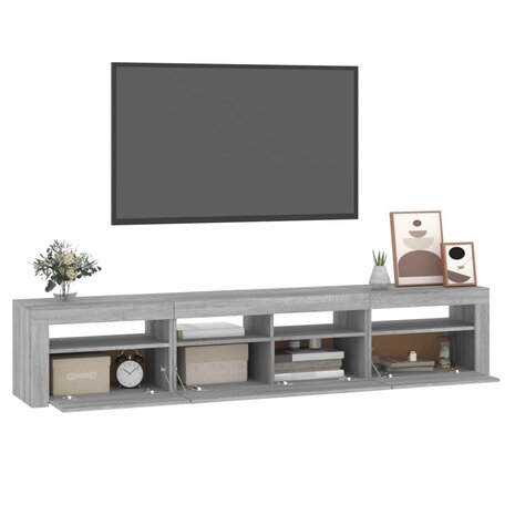 Tv-meubel met LED-verlichting 210x35x40 cm grijs sonoma eiken 6