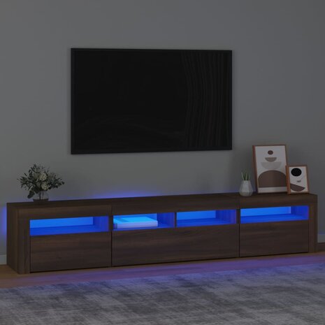 Tv-meubel met LED-verlichting 210x35x40 cm bruin eikenkleur 1