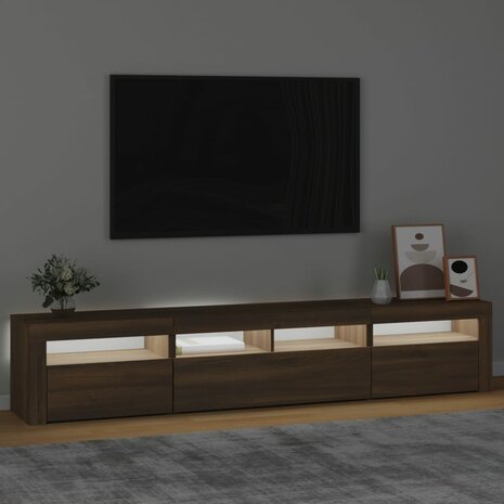 Tv-meubel met LED-verlichting 210x35x40 cm bruin eikenkleur 3