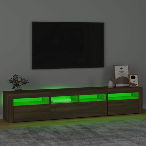 Tv-meubel met LED-verlichting 210x35x40 cm bruin eikenkleur 4