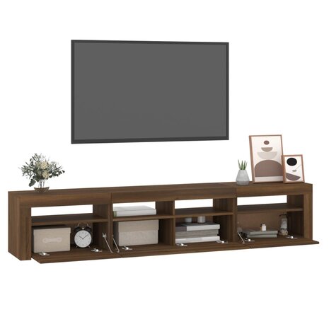 Tv-meubel met LED-verlichting 210x35x40 cm bruin eikenkleur 6