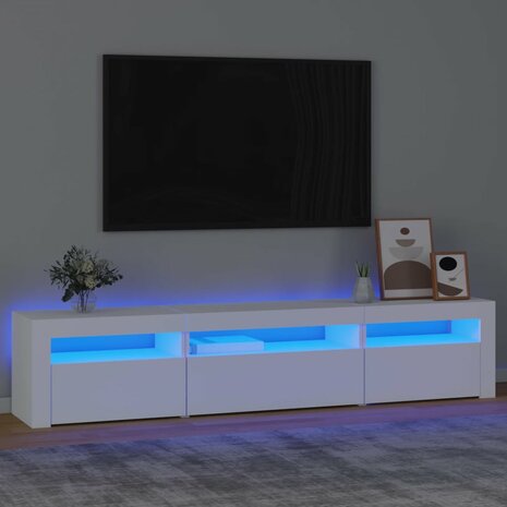 Tv-meubel met LED-verlichting 195x35x40 cm wit 1