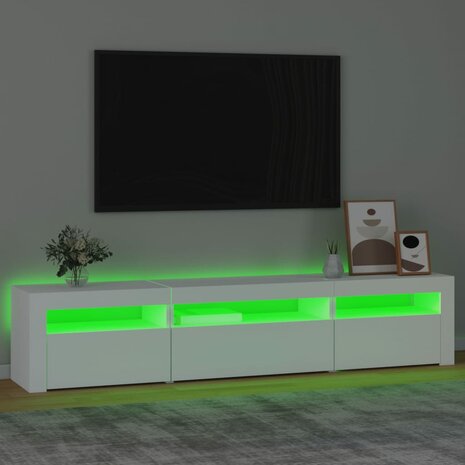 Tv-meubel met LED-verlichting 195x35x40 cm wit 4