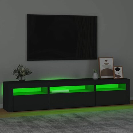 Tv-meubel met LED-verlichting 195x35x40 cm zwart 4