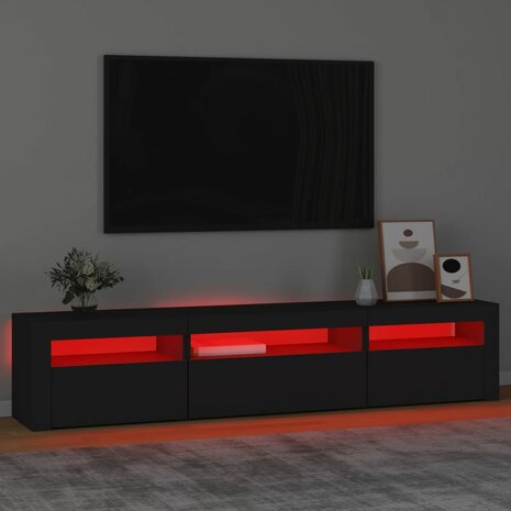 Tv-meubel met LED-verlichting 195x35x40 cm zwart 5