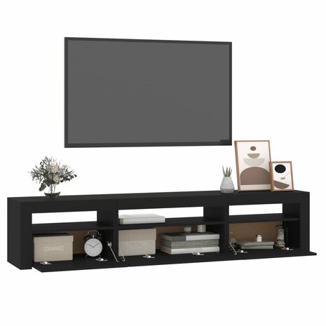 Tv-meubel met LED-verlichting 195x35x40 cm zwart 6