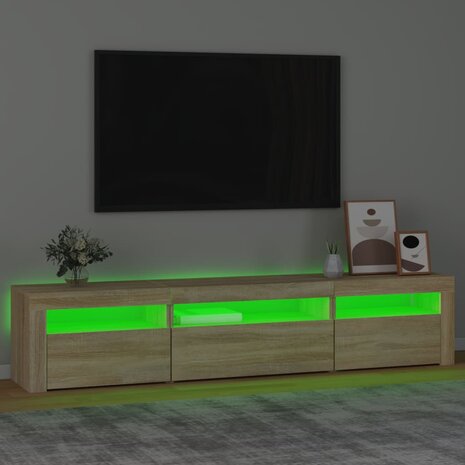 Tv-meubel met LED-verlichting 195x35x40 cm sonoma eikenkleurig 4