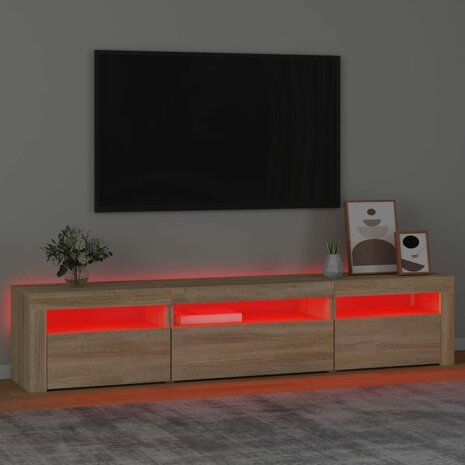 Tv-meubel met LED-verlichting 195x35x40 cm sonoma eikenkleurig 5