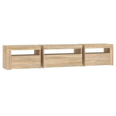 Tv-meubel met LED-verlichting 195x35x40 cm sonoma eikenkleurig 8