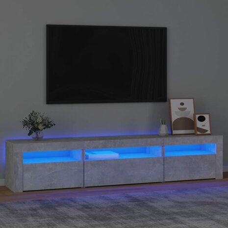 Tv-meubel met LED-verlichting 195x35x40 cm betongrijs 1