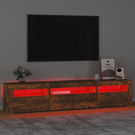 Tv-meubel met LED-verlichting 195x35x40 cm gerookt eikenkleurig 5