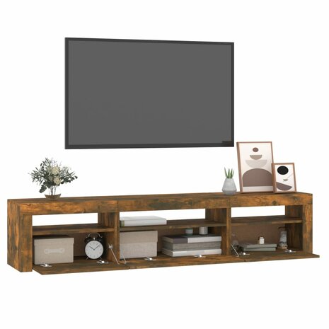 Tv-meubel met LED-verlichting 195x35x40 cm gerookt eikenkleurig 6