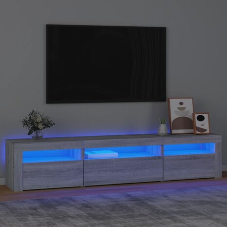 Tv-meubel met LED-verlichting 195x35x40 cm grijs sonoma eiken 1