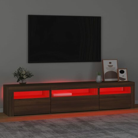 Tv-meubel met LED-verlichting 195x35x40 cm bruin eikenkleur 5