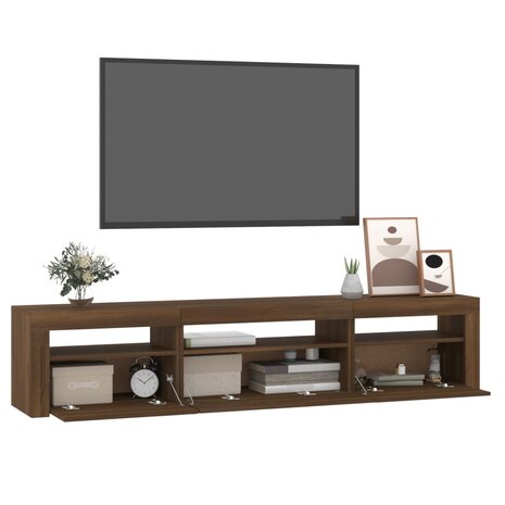 Tv-meubel met LED-verlichting 195x35x40 cm bruin eikenkleur 6