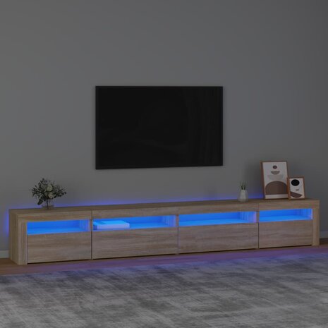 Tv-meubel met LED-verlichting 270x35x40 cm sonoma eikenkleurig 1