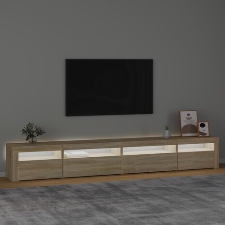 Tv-meubel met LED-verlichting 270x35x40 cm sonoma eikenkleurig 3