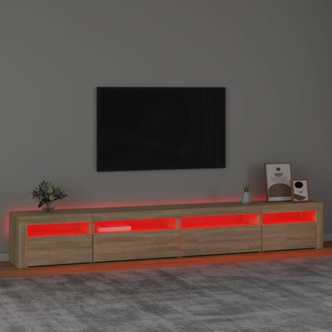 Tv-meubel met LED-verlichting 270x35x40 cm sonoma eikenkleurig 5