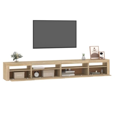 Tv-meubel met LED-verlichting 270x35x40 cm sonoma eikenkleurig 6