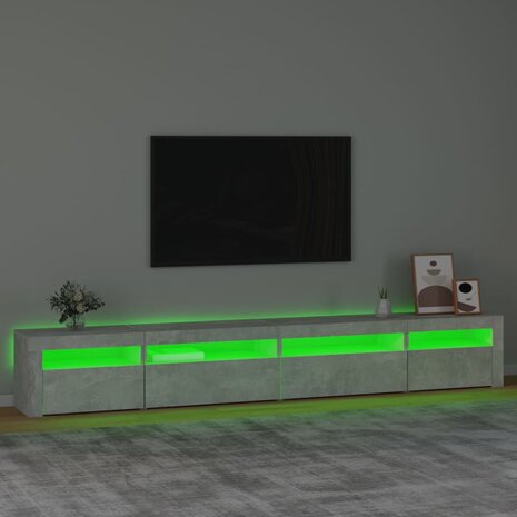 Tv-meubel met LED-verlichting 270x35x40 cm betongrijs 4