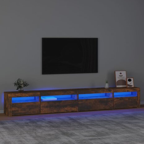 Tv-meubel met LED-verlichting 270x35x40 cm gerookt eikenkleurig 1