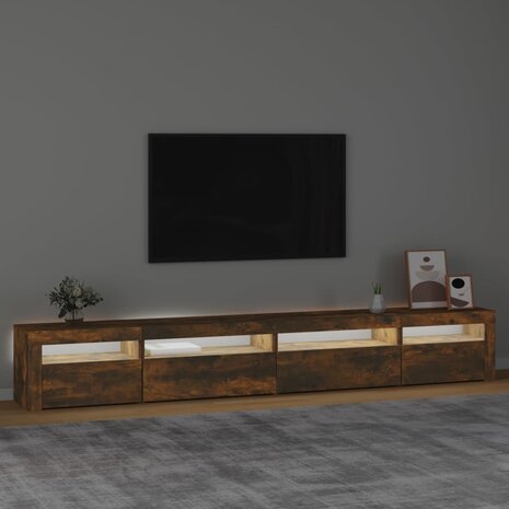 Tv-meubel met LED-verlichting 270x35x40 cm gerookt eikenkleurig 3