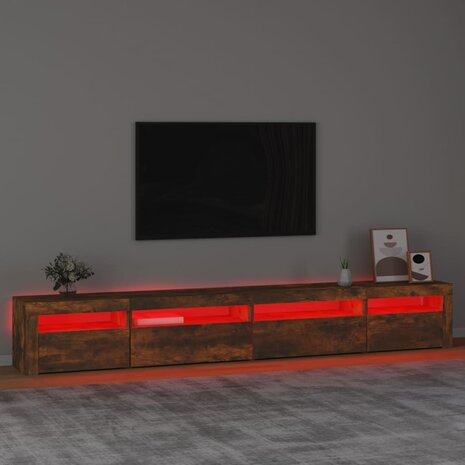 Tv-meubel met LED-verlichting 270x35x40 cm gerookt eikenkleurig 5