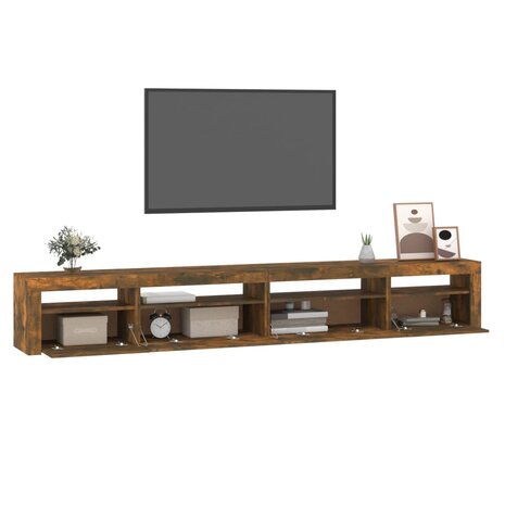 Tv-meubel met LED-verlichting 270x35x40 cm gerookt eikenkleurig 6