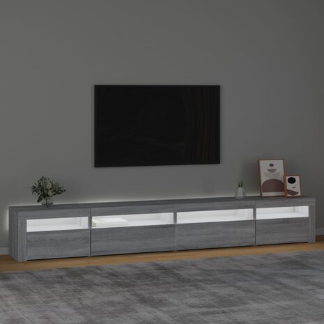 Tv-meubel met LED-verlichting 270x35x40 cm grijs sonoma eiken 3