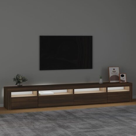 Tv-meubel met LED-verlichting 270x35x40 cm bruin eikenkleur 3