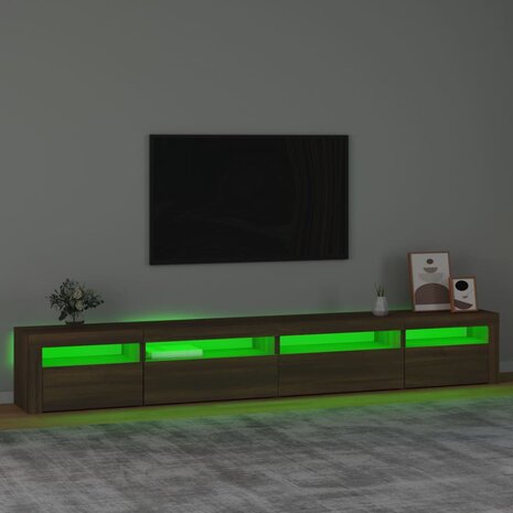 Tv-meubel met LED-verlichting 270x35x40 cm bruin eikenkleur 4