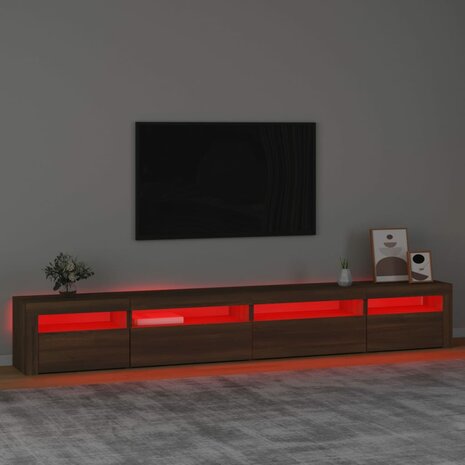 Tv-meubel met LED-verlichting 270x35x40 cm bruin eikenkleur 5