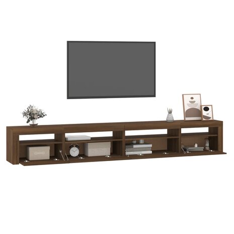 Tv-meubel met LED-verlichting 270x35x40 cm bruin eikenkleur 6