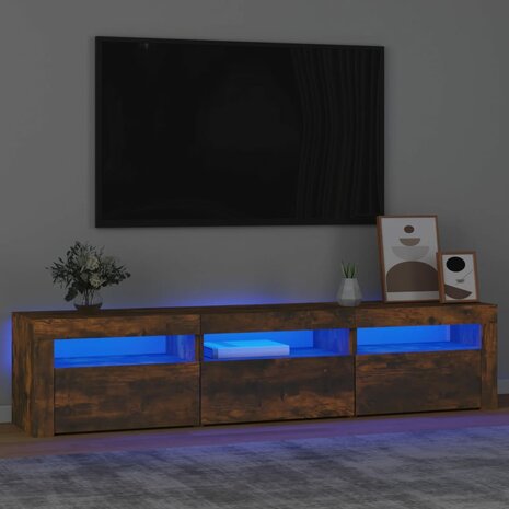 Tv-meubel met LED-verlichting 180x35x40 cm gerookt eikenkleurig 1