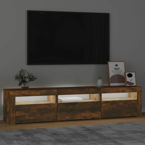 Tv-meubel met LED-verlichting 180x35x40 cm gerookt eikenkleurig 3