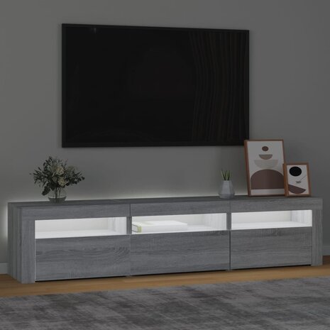 Tv-meubel met LED-verlichting 180x35x40 cm grijs sonoma eiken 3