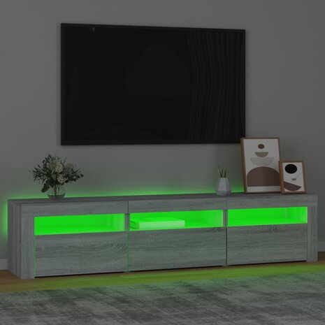 Tv-meubel met LED-verlichting 180x35x40 cm grijs sonoma eiken 4