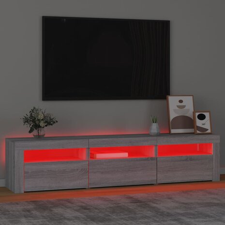 Tv-meubel met LED-verlichting 180x35x40 cm grijs sonoma eiken 5