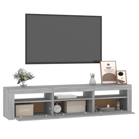 Tv-meubel met LED-verlichting 180x35x40 cm grijs sonoma eiken 6