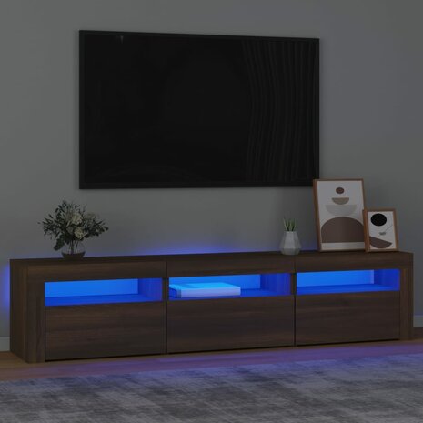 Tv-meubel met LED-verlichting 180x35x40 cm bruin eikenkleur 1