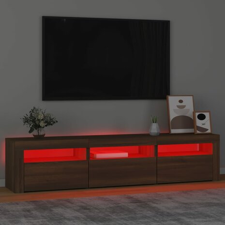 Tv-meubel met LED-verlichting 180x35x40 cm bruin eikenkleur 5