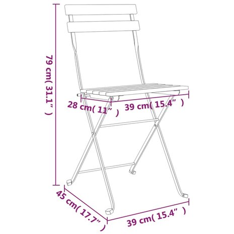 Bistrostoelen 6 st inklapbaar massief acaciahout en staal 9