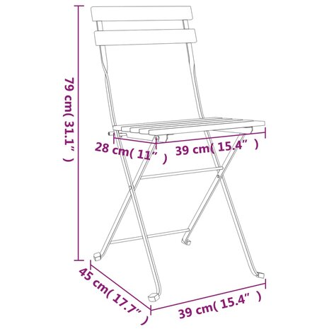 Bistrostoelen 8 st inklapbaar massief acaciahout en staal 9