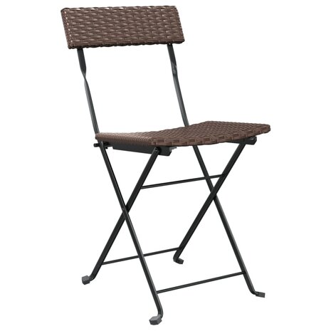 Bistrostoelen 4 st inklapbaar poly rattan en staal bruin 3