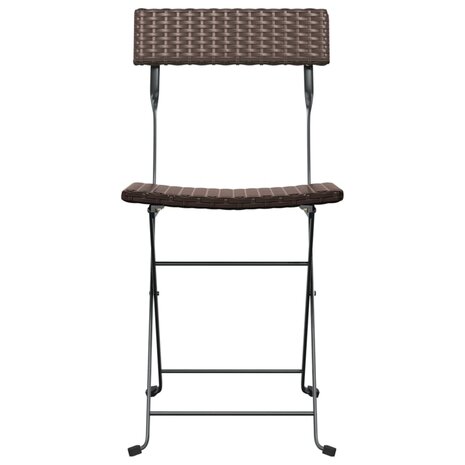 Bistrostoelen 6 st inklapbaar poly rattan en staal bruin 4