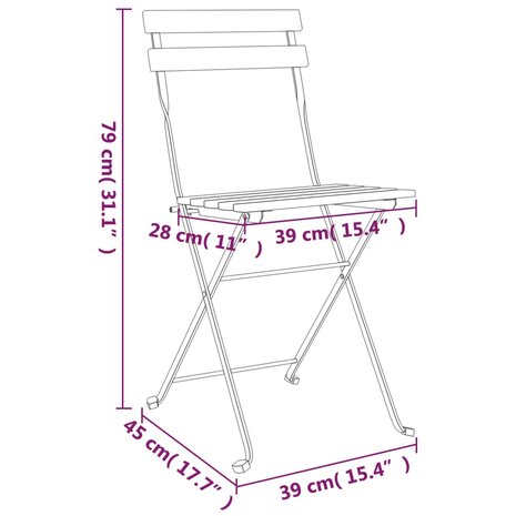 Bistrostoelen 4 st inklapbaar massief acaciahout en staal 9