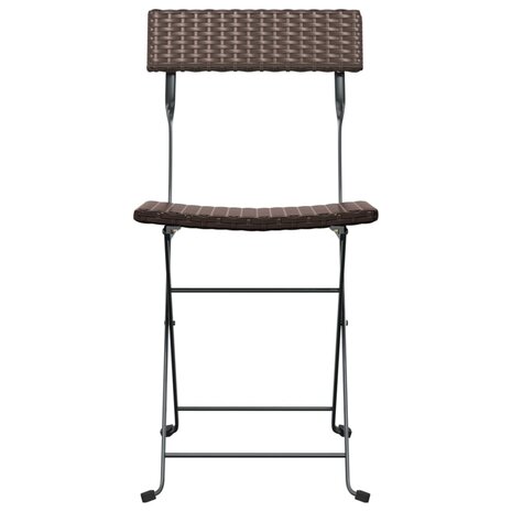 Bistrostoelen 2 st inklapbaar poly rattan en staal bruin 4