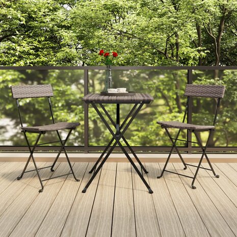 Bistrostoelen 2 st inklapbaar poly rattan en staal grijs 1